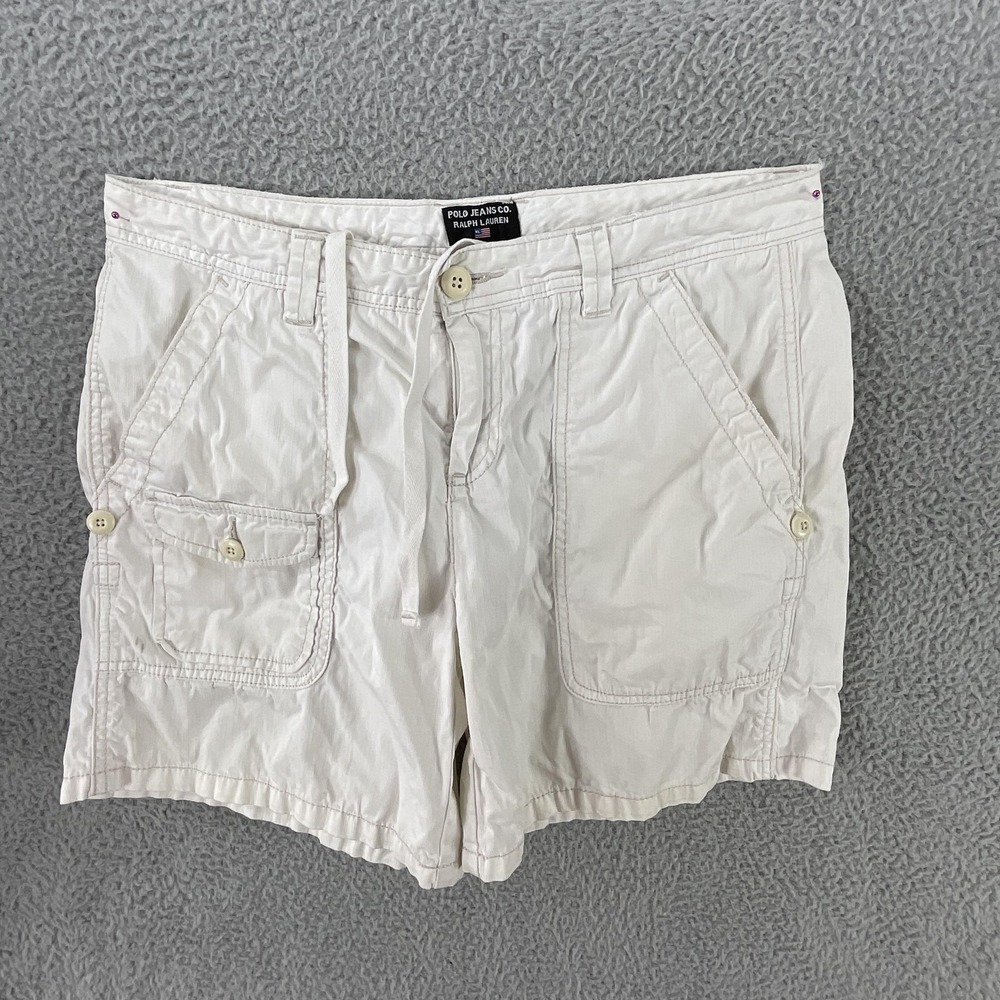 Polo Jeans Co. Ralph Lauren Shorts Womens M White Cargo Twill 33 Waist 3 Inseam